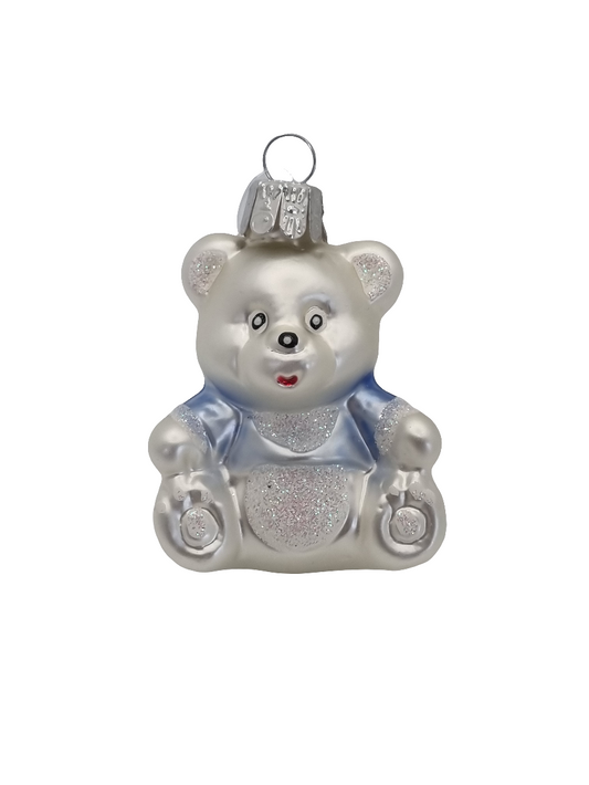 European Glass Christmas ornament of a Bear | Teddy Bear in Sparkly Jacket (G)