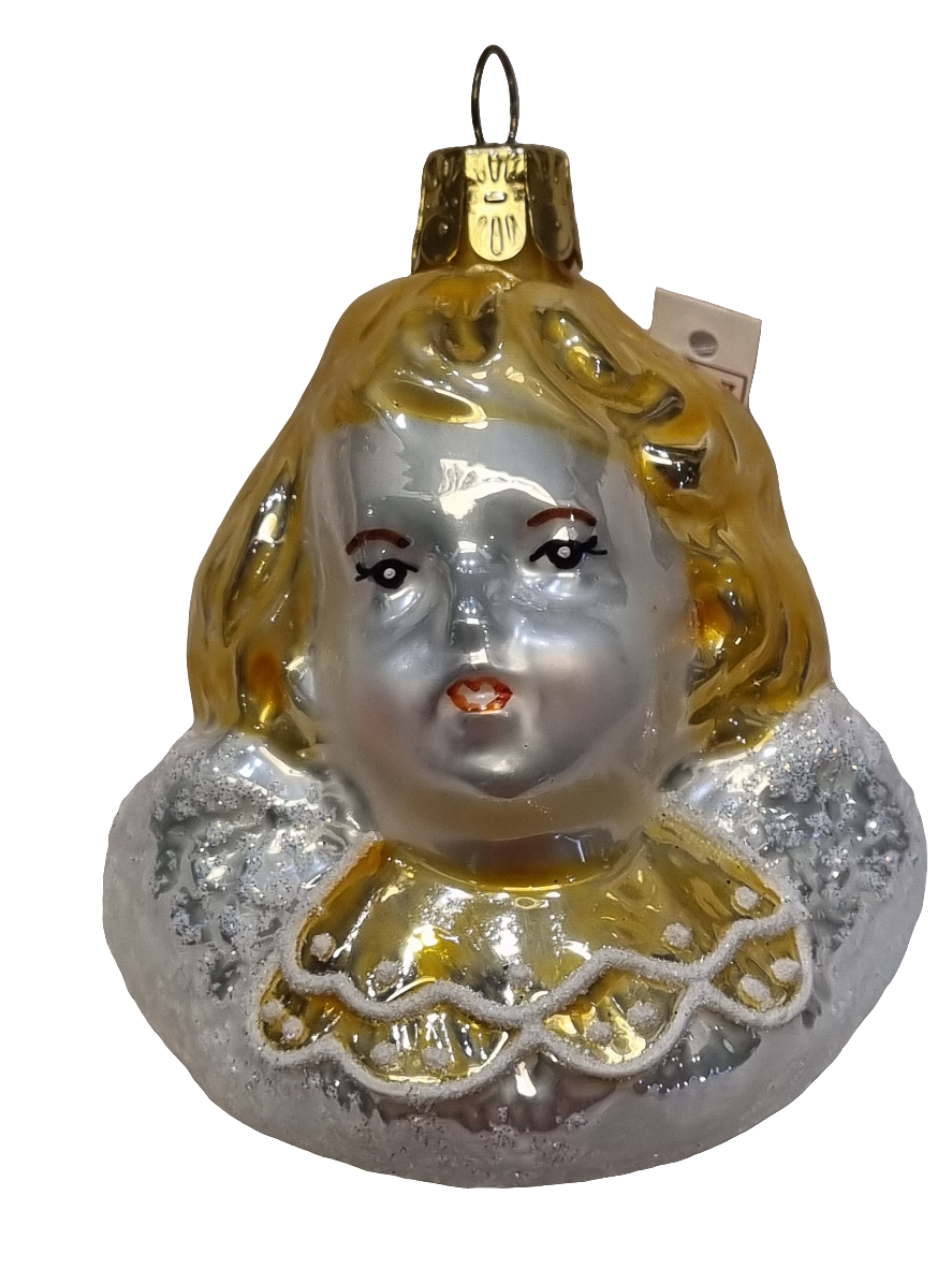 European Glass Christmas ornament of a Angel Head Bust (E)
