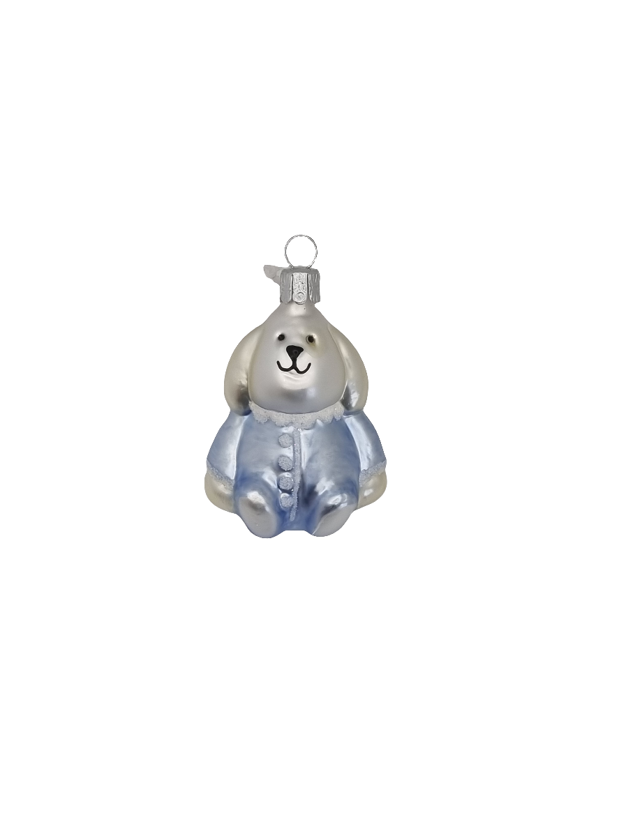 European Glass Christmas ornament of a Rabbit | Bunny in Pyjamas (I)