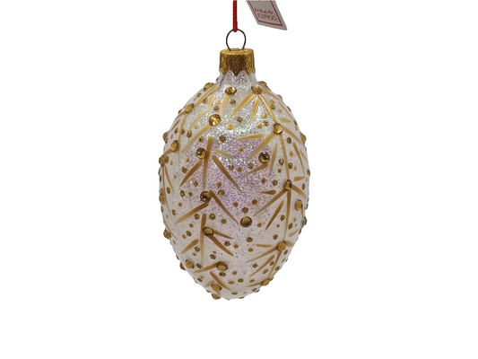 European Glass Christmas ornament of a Glass Eggs | Clear Faberge Style Easter Eggs (T)
