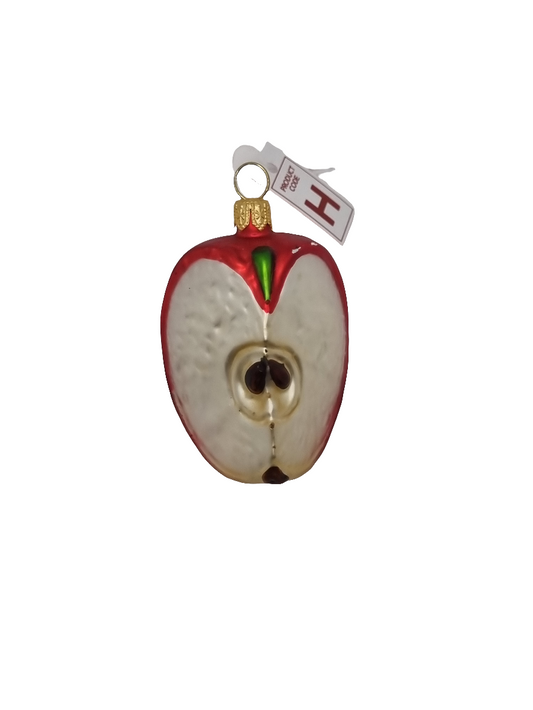 European Glass Christmas ornament of a Apple quarter (H)