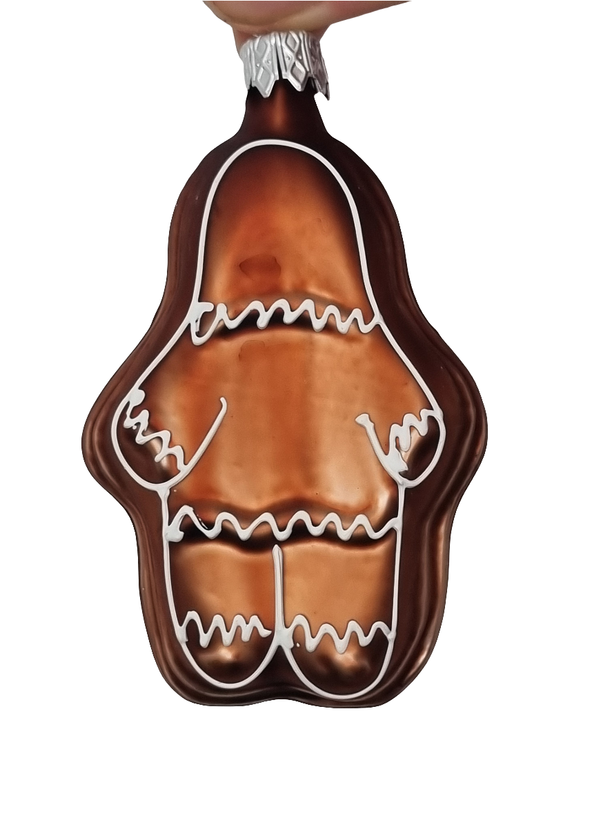 European Glass Christmas ornament of a Gingerbread Man White Icing (I)
