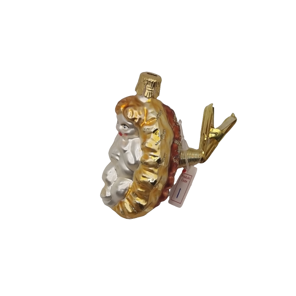 European Glass Christmas ornament of a Baby with Shell, Clip (I)