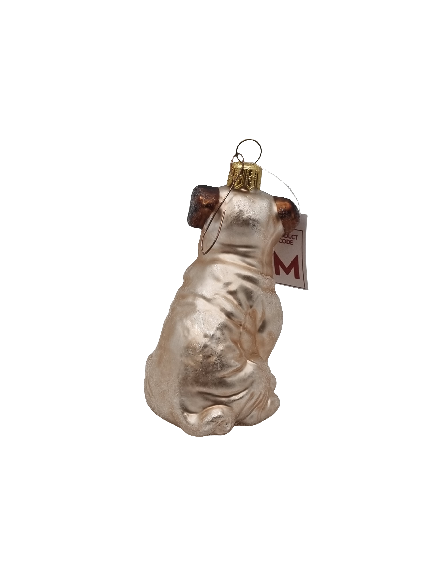 European Glass Christmas ornament of a Dog | Pug (M)