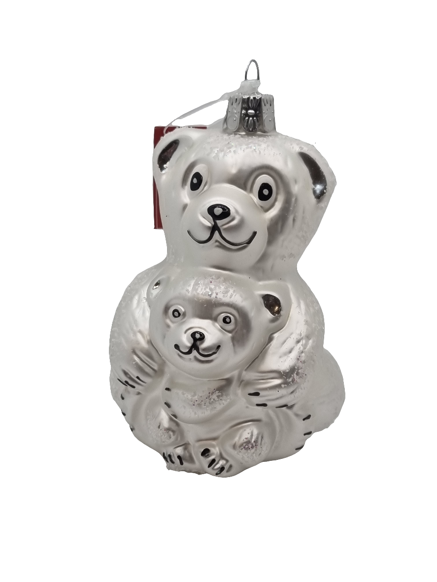 European Glass Christmas ornament of a Bear | Big Bear with Small Bear (U)