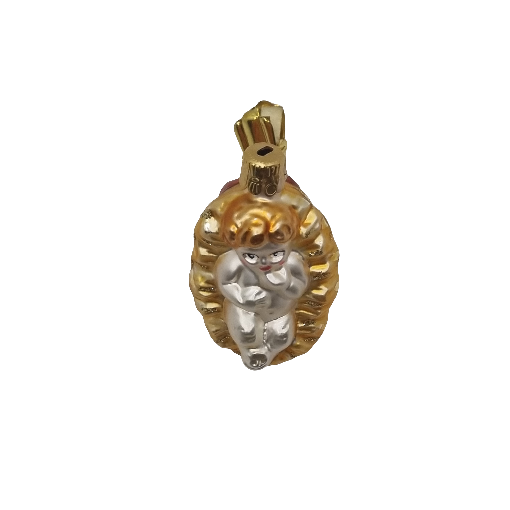 European Glass Christmas ornament of a Baby with Shell, Clip (I)