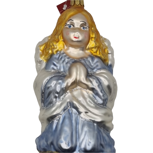 European Glass Christmas ornament of a Angel Praying Large (K)