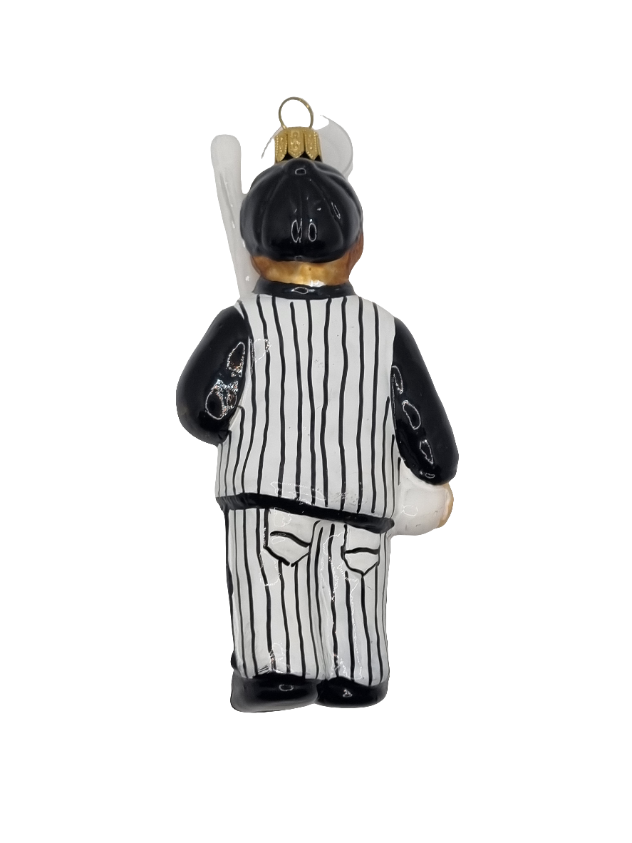 European Glass Christmas ornament of a Baseball Player (U)
