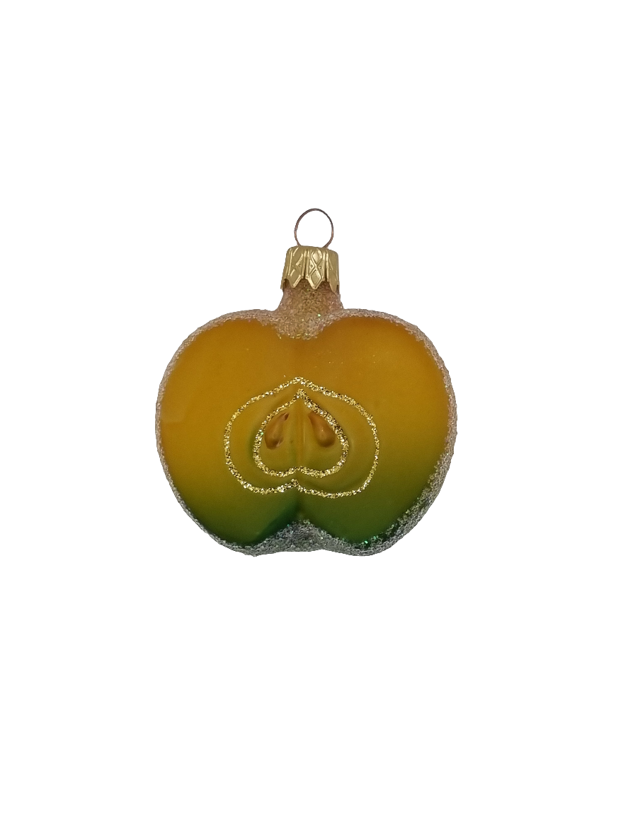 European Glass Christmas ornament of a Apple half frosted (D)