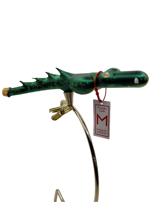 European Glass Christmas ornament of a Crocodile (M)