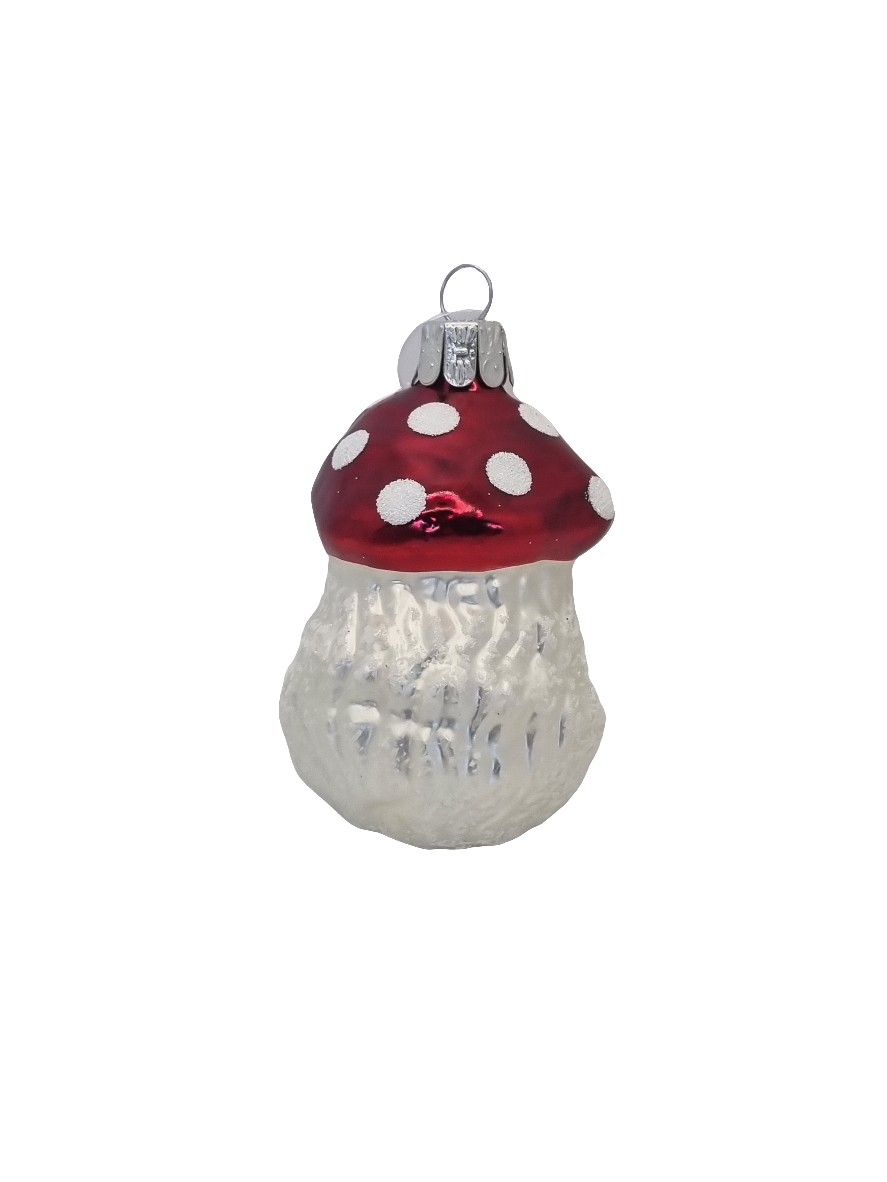 European Glass Christmas ornament of a Santa Head | Mushroom Hat (D)