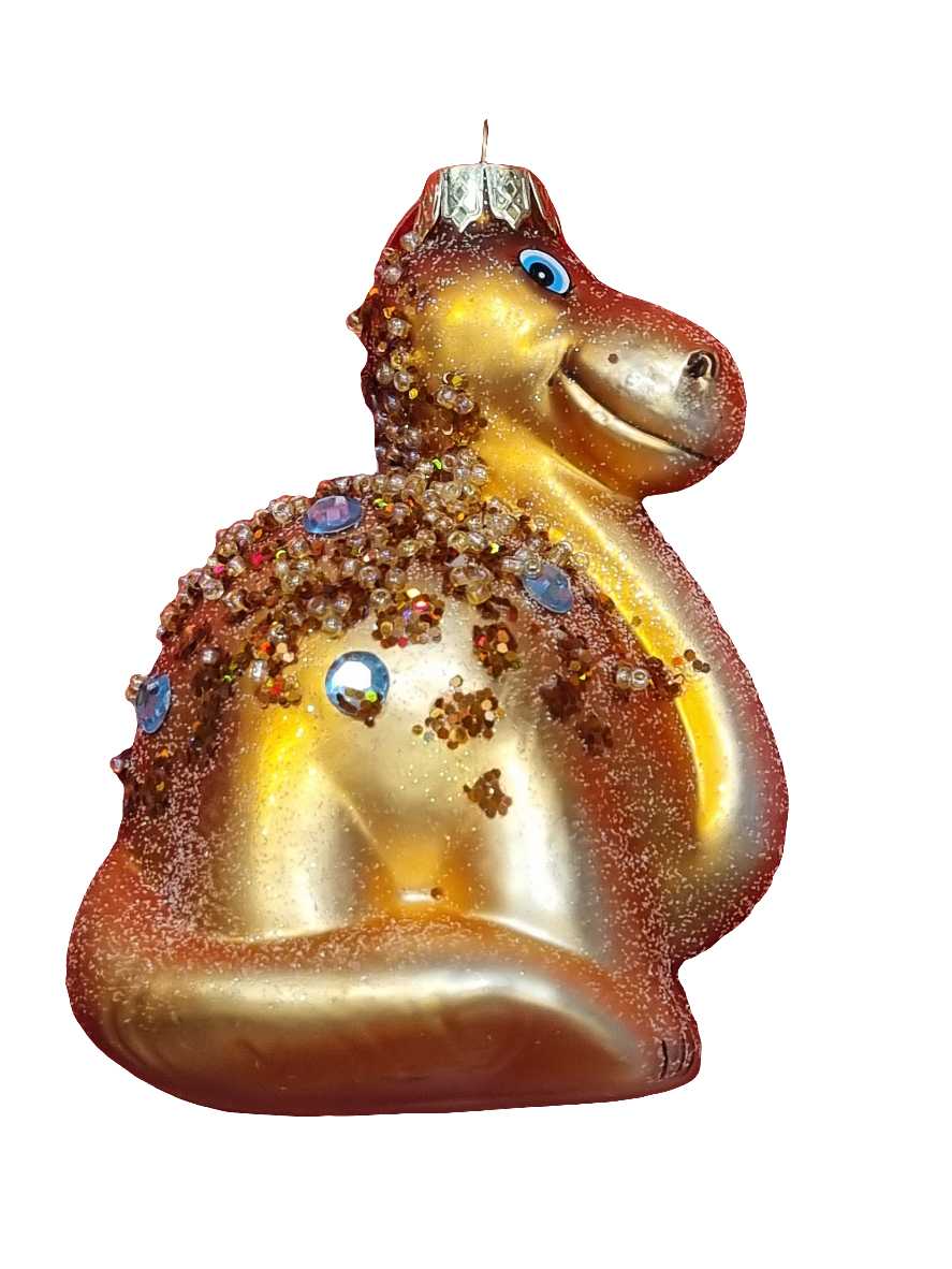 European Glass Christmas ornament of a Dinosaur with Crystals (T)