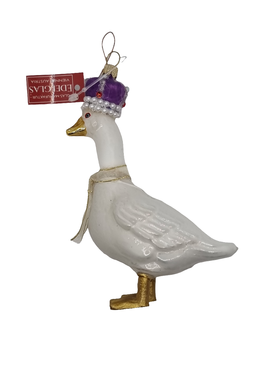 European Glass Christmas ornament of a Goose crown king (S)