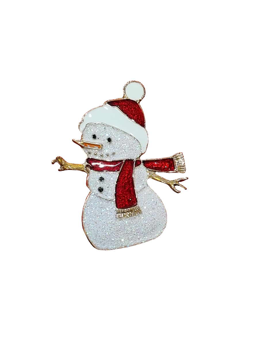 Flacher funkelnder Schneemann | Brosche V
