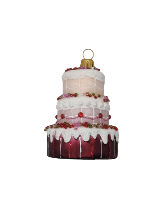 European Glass Christmas ornament of a Cake (S)