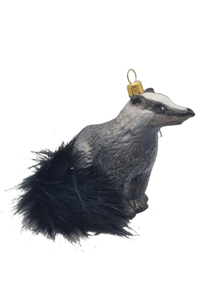 European Glass Christmas ornament of a Badger (S)