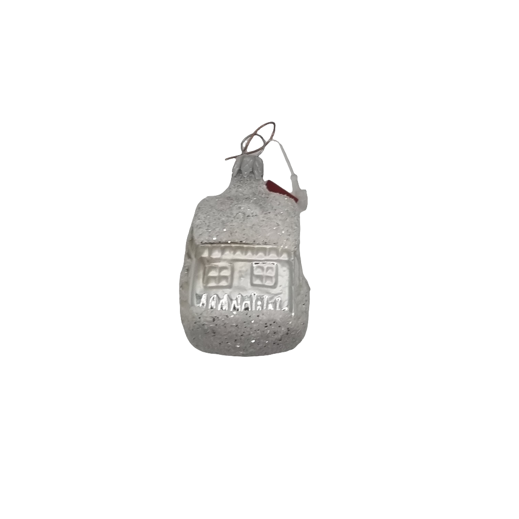 European Glass Christmas ornament of a House Small Glitter (D)