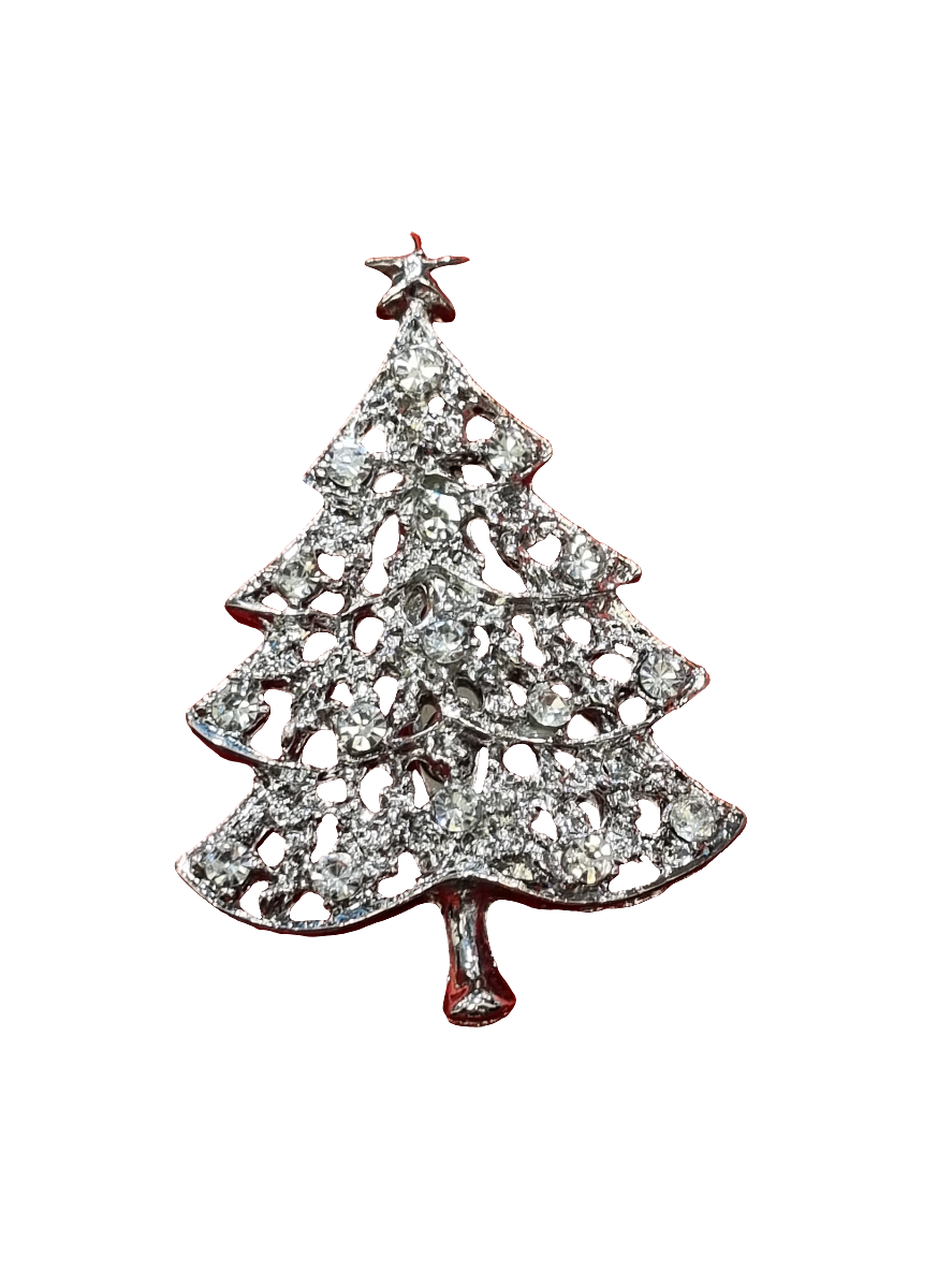 European Glass Christmas ornament of a Silver Tree | Brooch V