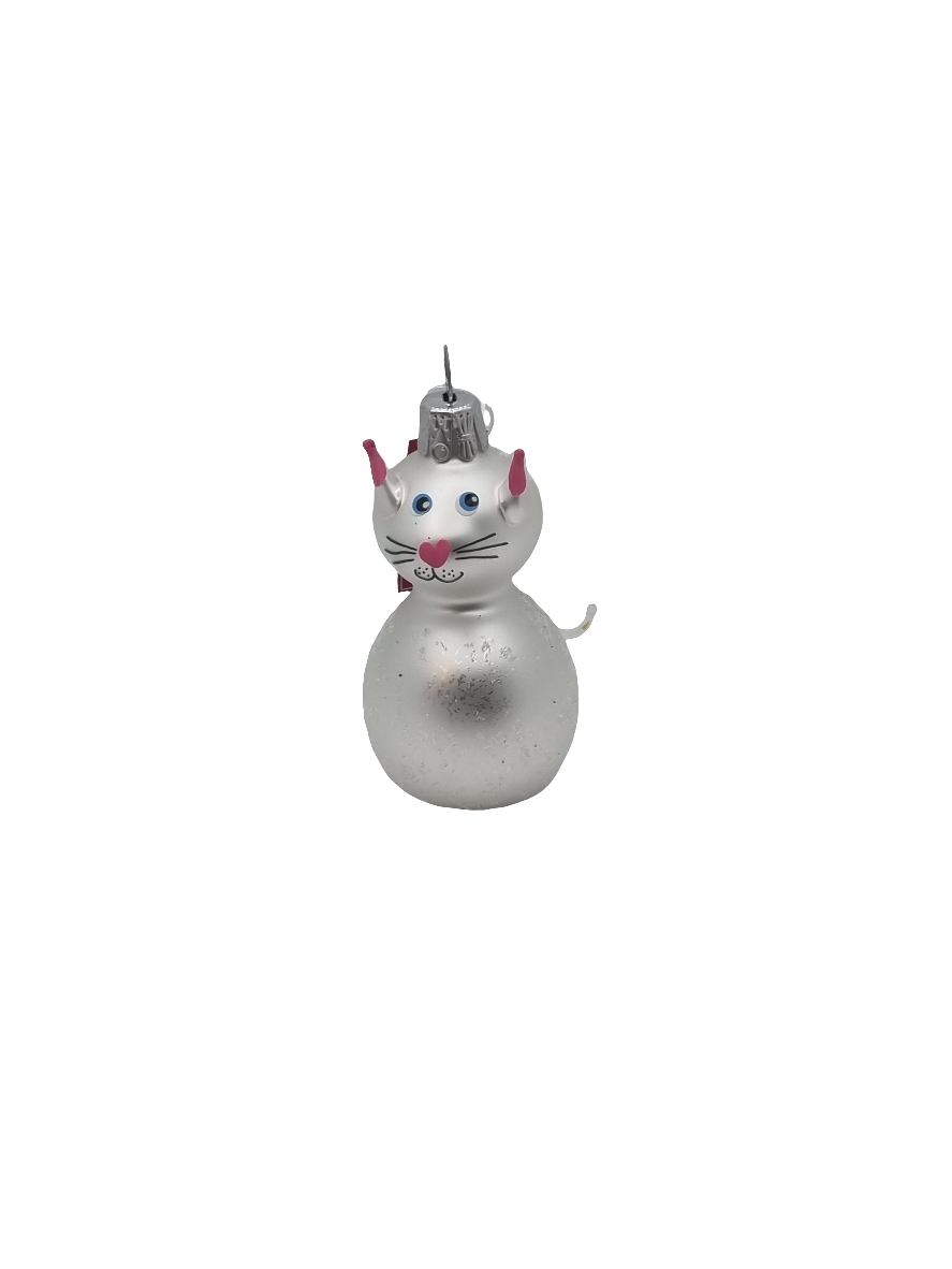 European Glass Christmas ornament of a Cat Pointy Ears (H)
