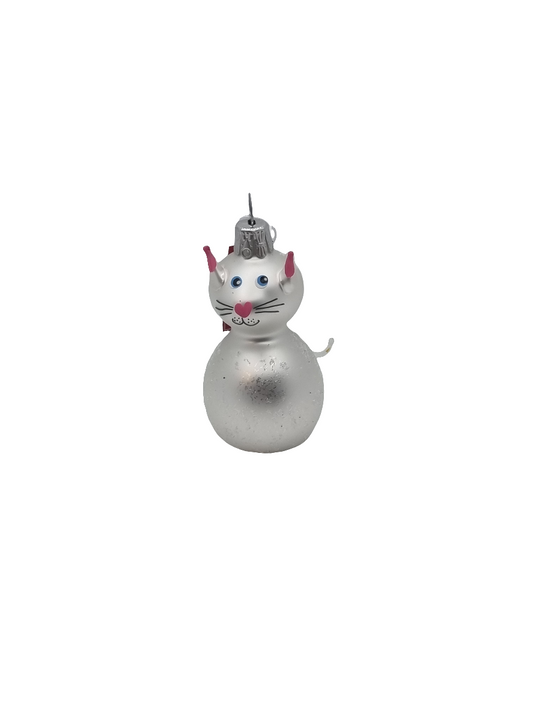 European Glass Christmas ornament of a Cat Pointy Ears (H)