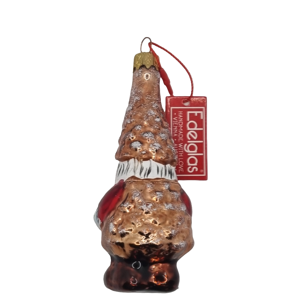 European Glass Christmas ornament of a Gnome Pinecone Bird (I)