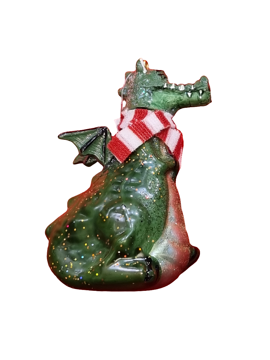 European Glass Christmas ornament of a Dragon with Scarf (I)