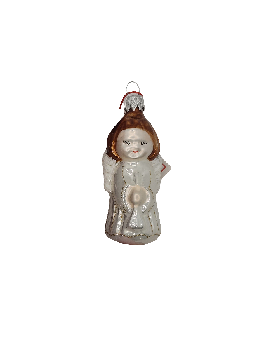 European Glass Christmas ornament of a Angel Girl Glitter Wings (I)