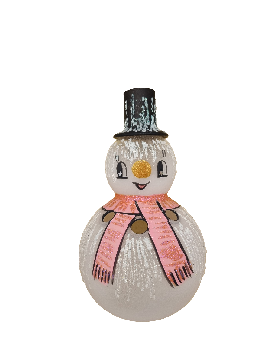 European Glass Christmas ornament of a Snowman Candle Holder