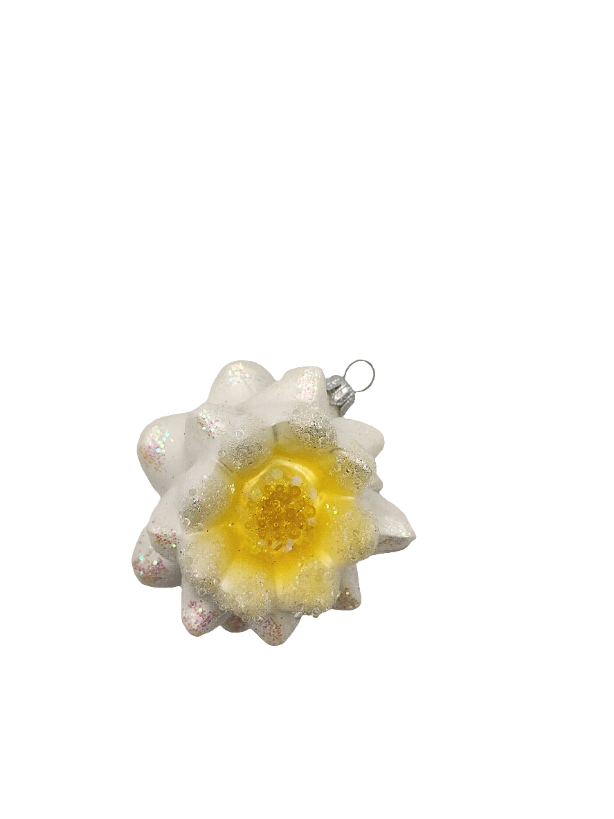 European Glass Christmas ornament of a Flower frangipani (M)