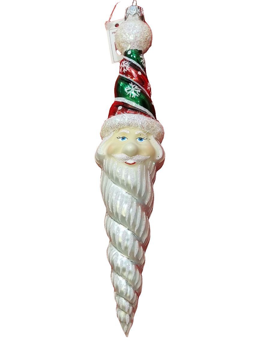 European Glass Christmas ornament of a Santa with Spiral Beard (U)