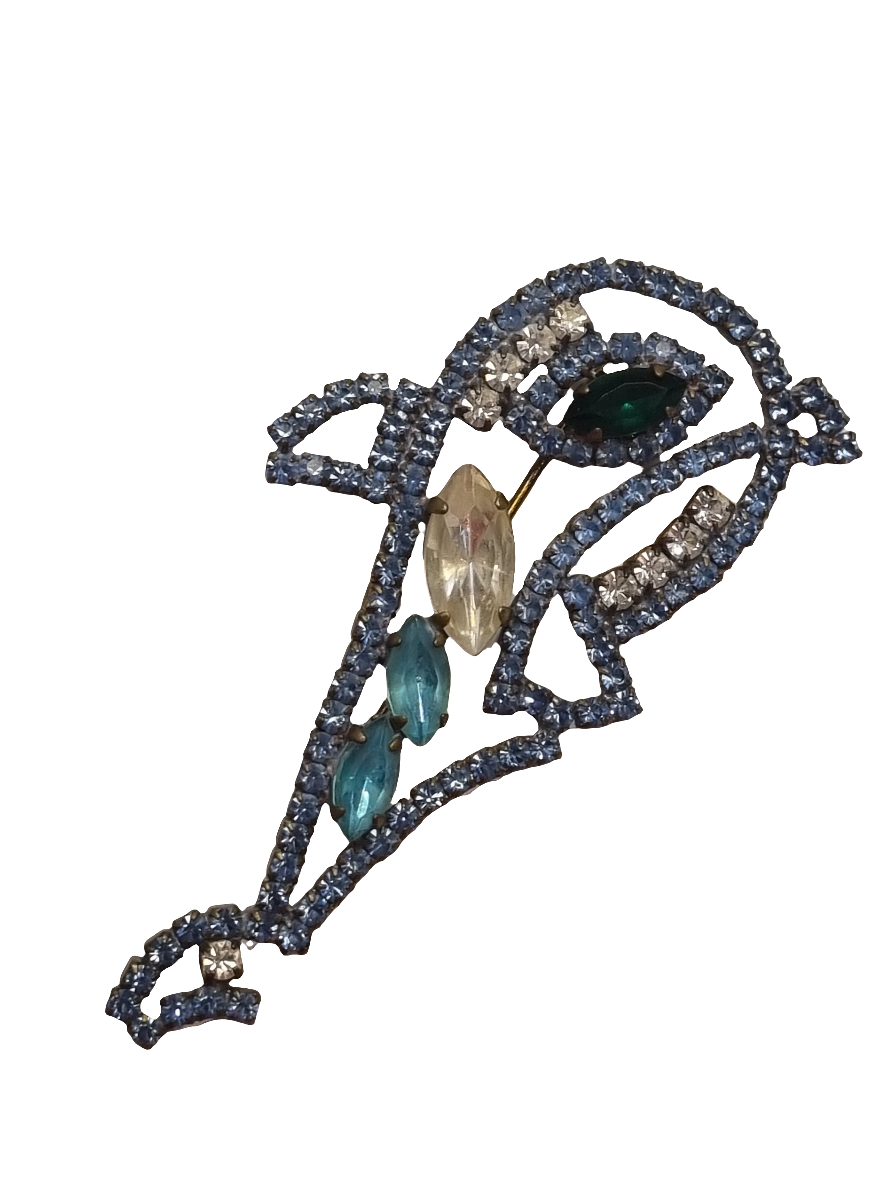 European Glass Christmas ornament of a Blue Crystal Whale | Brooch V