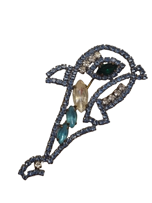 European Glass Christmas ornament of a Blue Crystal Whale | Brooch V