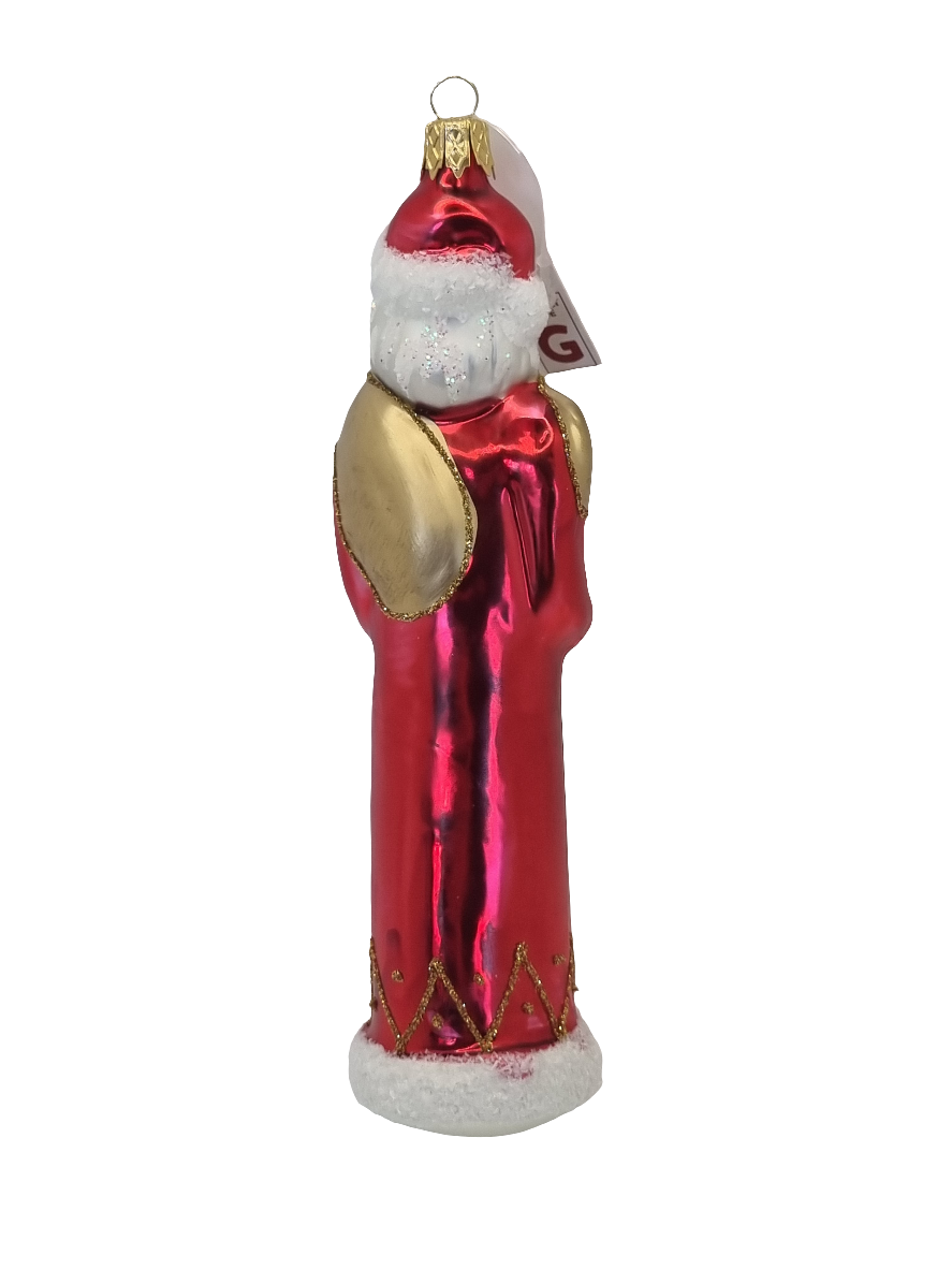 European Glass Christmas ornament of a Santa tall sack staff (G)