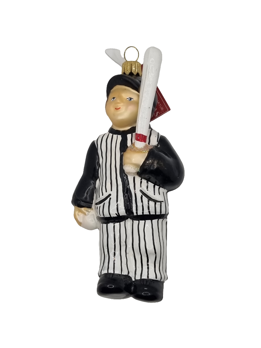 European Glass Christmas ornament of a Baseball Player (U)