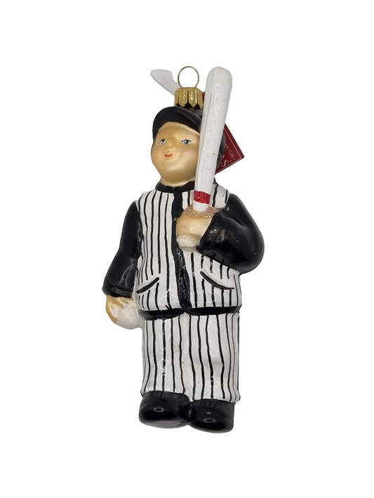 European Glass Christmas ornament of a Baseball Player (U)
