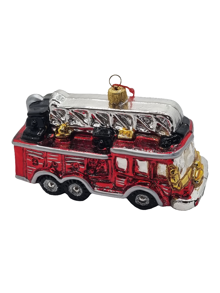 European Glass Christmas ornament of a Firetruck (W)