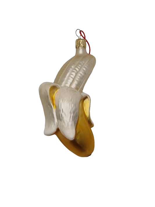 European Glass Christmas ornament of a Banana peeled (G)