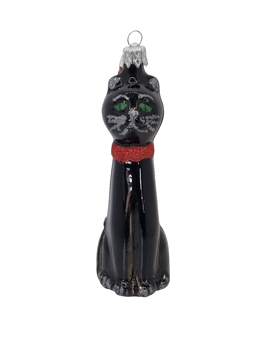 European Glass Christmas ornament of a Cat long (G)