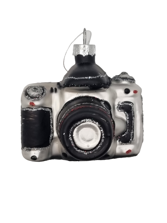 European Glass Christmas ornament of a Camera (R)