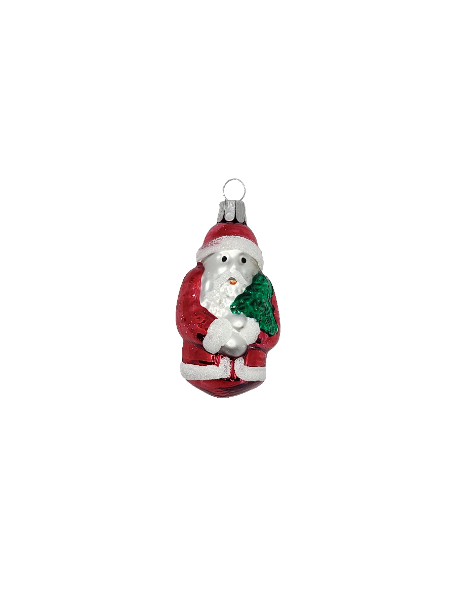 European Glass Christmas ornament of a Santa with Tree (I)