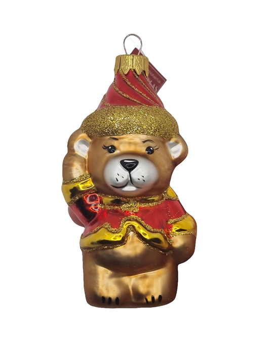 European Glass Christmas ornament of a Bear | Teddy Bear with Hat & Jacket (K)