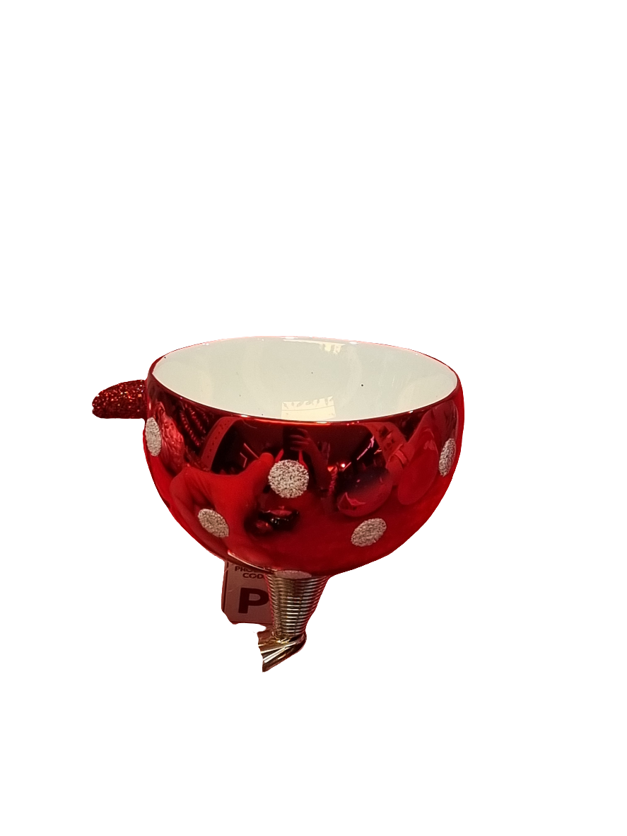 European Glass Christmas ornament of a Mushroom Teacup on Clip (M)