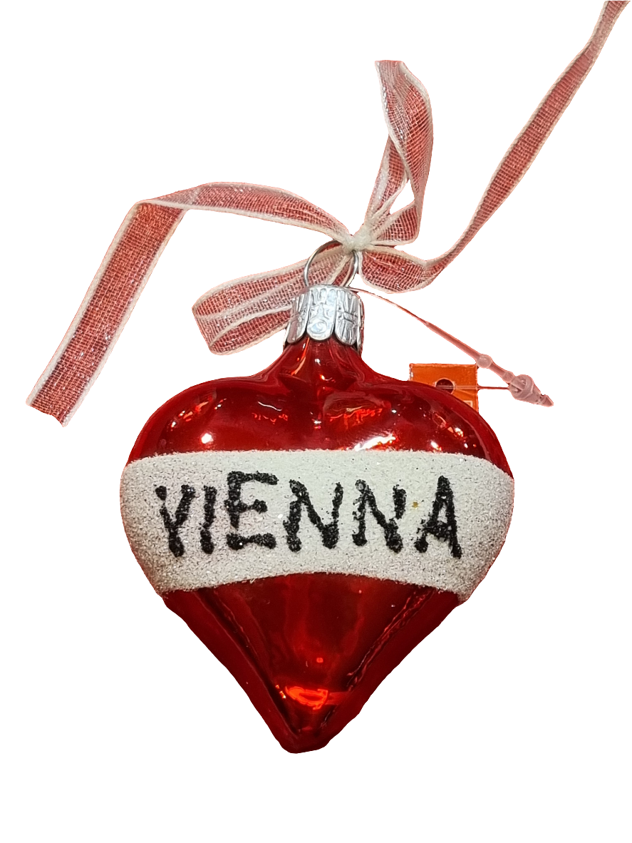 European Glass Christmas ornament of a Vienna Heart (F)