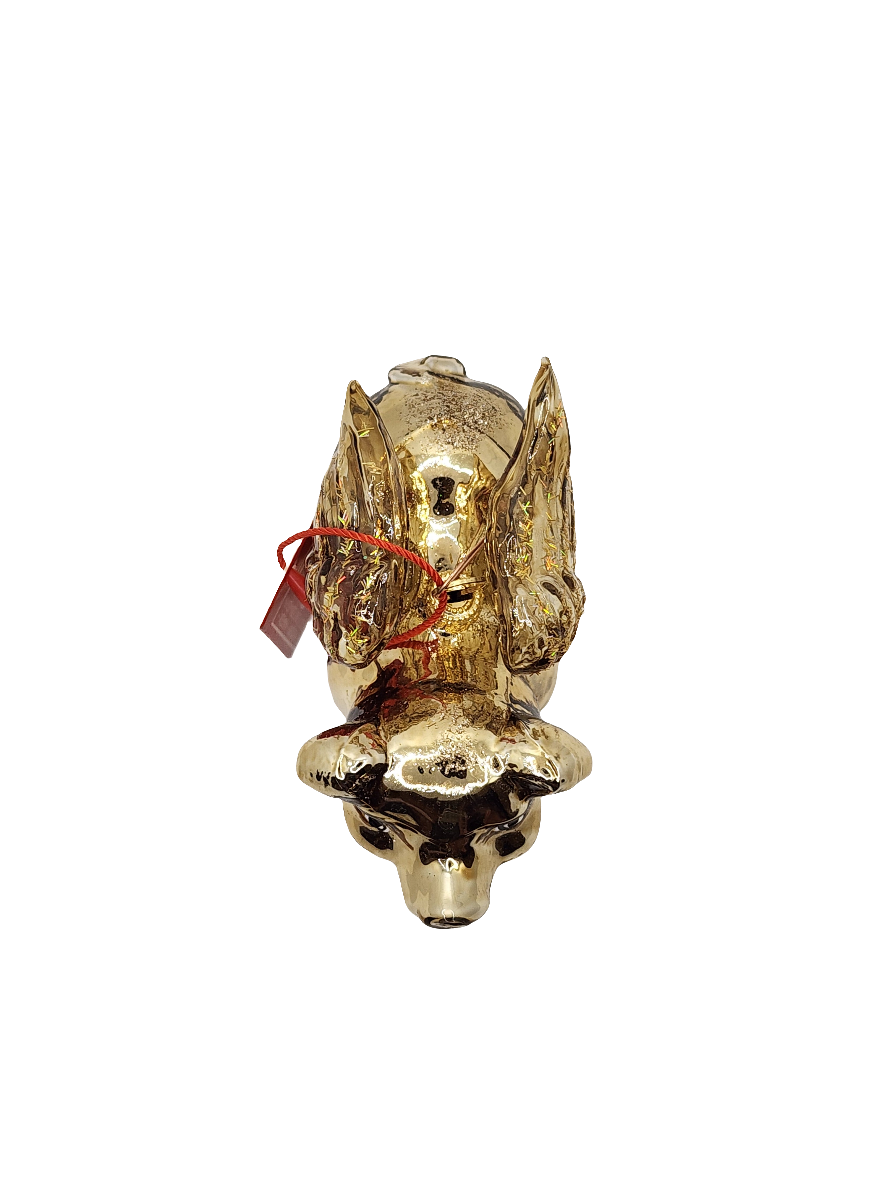 European Glass Christmas ornament of a Pig | Golden Flying Pig with Translucent Wings (S)