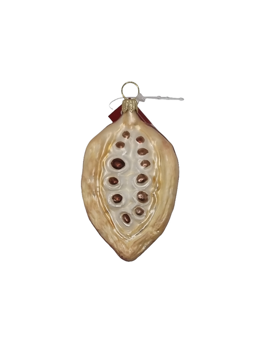 European Glass Christmas ornament of a Cocoa bean half (J)