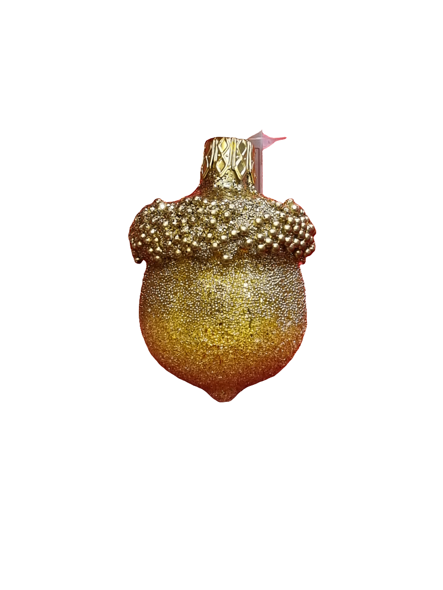 European Glass Christmas ornament of a Acorn Sparkly (G)