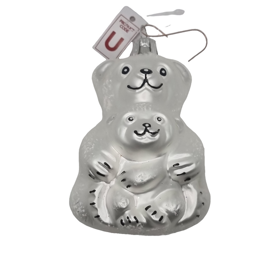 European Glass Christmas ornament of a Bear | Big Bear with Small Bear (U)
