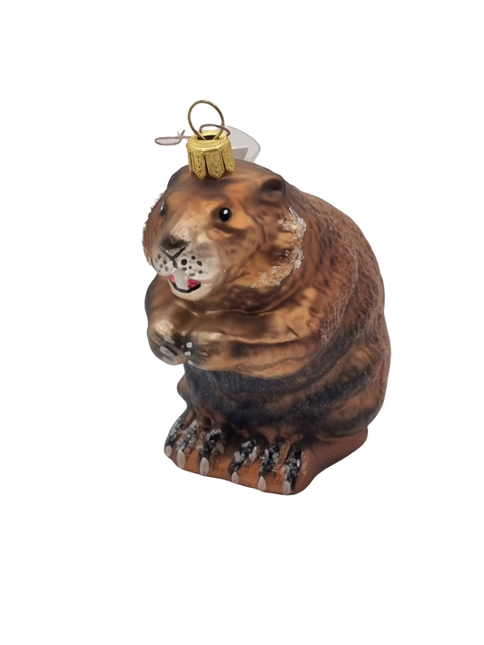 European Glass Christmas ornament of a Beaver (U)