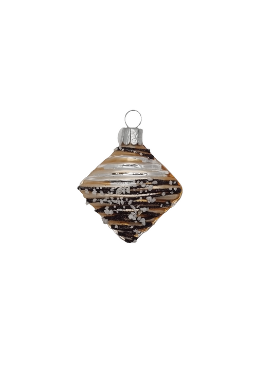 European Glass Christmas ornament of a Crepe pancake beignet pillow chocolate drizzle (B)