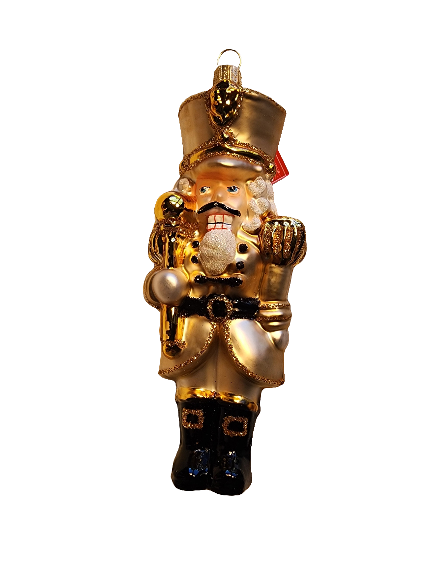 European Glass Christmas ornament of a Nutcracker Small (W)